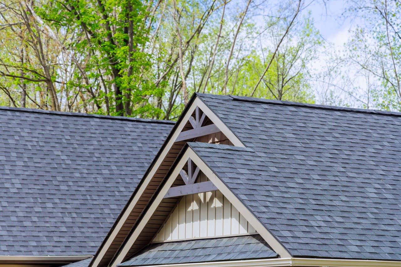 Clean residential asphalt shingle roof after replacement